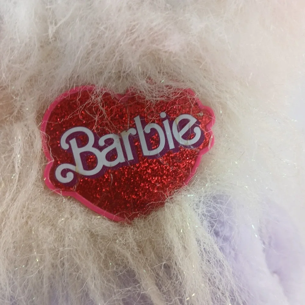 Vtg 1986 Mattel Barbie Rockers Plush White Purple Sparkle Cat Kitten Stuffed Toy